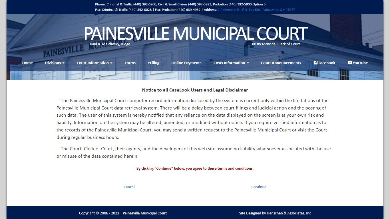 Painesville Municipal Court - Record Search