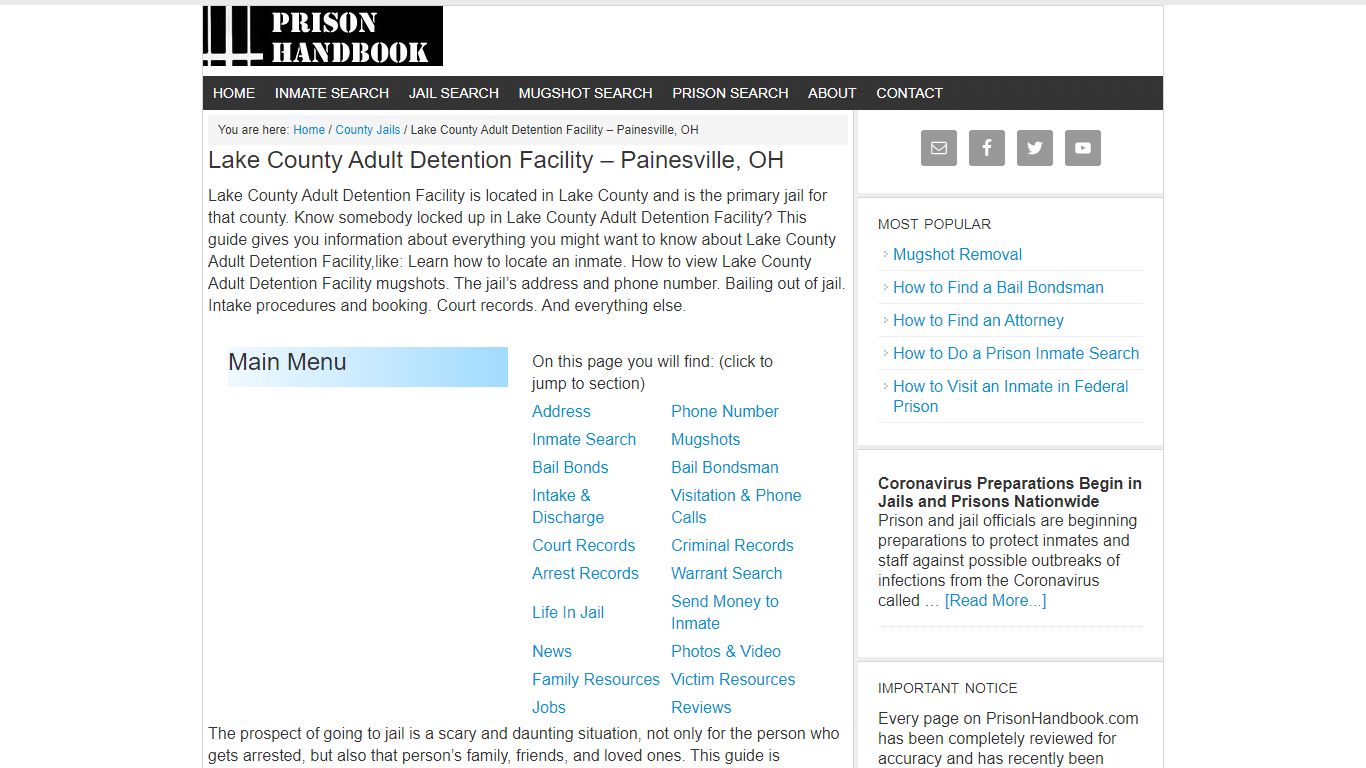 Lake County Adult Detention Facility – Painesville, OH - Prison Handbook